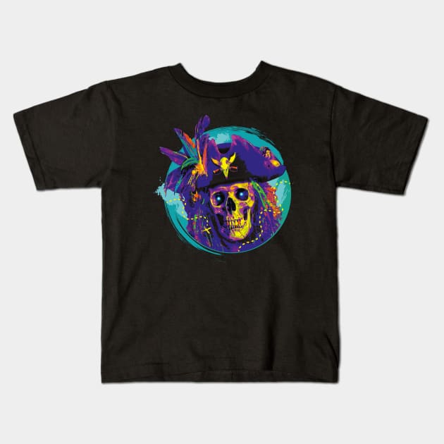 Grinning Undead Pirate Kids T-Shirt by ArtlifeDesigns